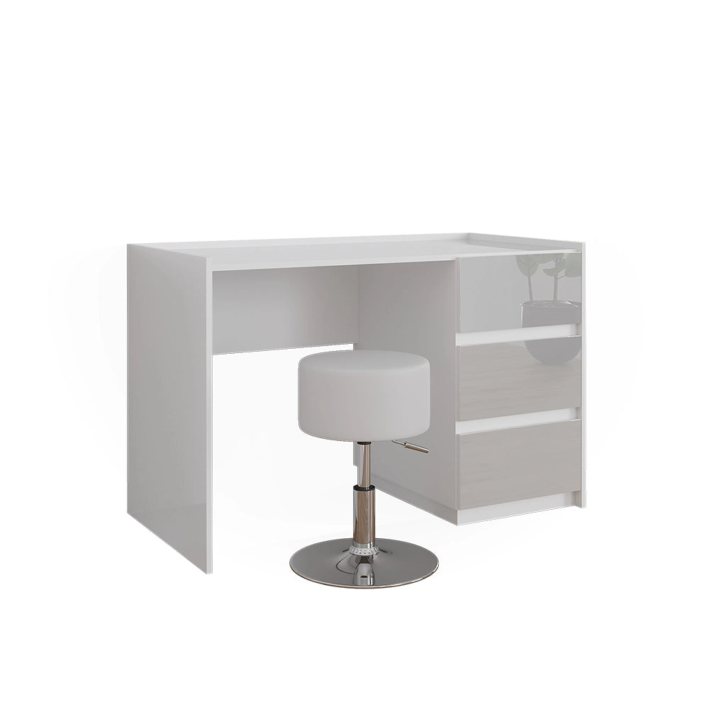 Vicco Tavolino da toilette Bianco lucido 120 cm con sgabello