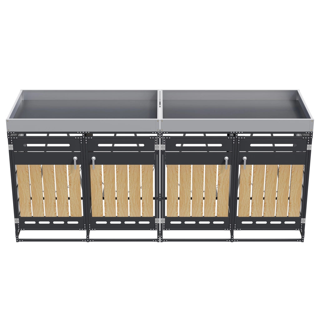 Set 4 Box Portarifiuti con Fioriera ¨C MINIMAL ¨C Legno, Metallo, con Serratura