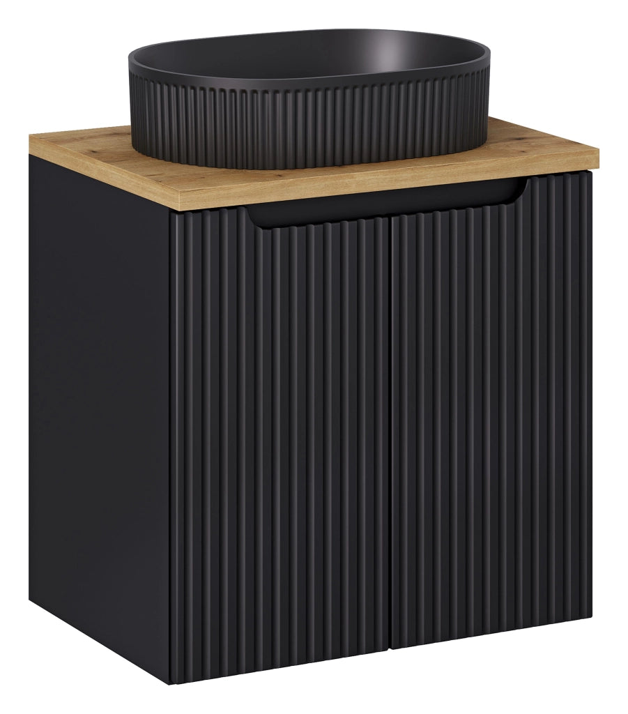 Set mobili bagno 60 cm con piano e lavabo da appoggio Beyond Nova Black 60 x 1401 x 40 cm