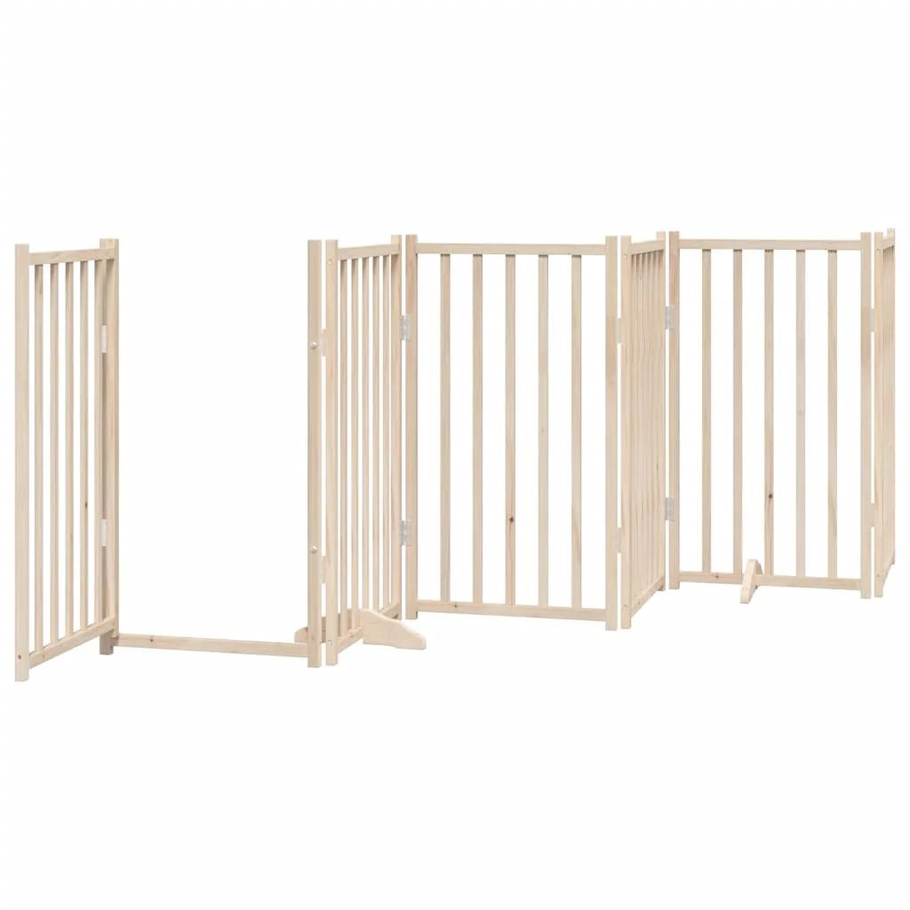 Cancelletto di sicurezza per animali domestici porta pieghevole 12 pannelli legno di pioppo marrone 02_0023160