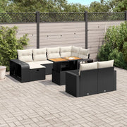 Set Divani da Giardino 11 pz con Cuscini in Polyrattan Nero 3276512