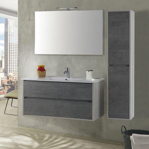 Mobile da Bagno Sospeso 100cm Colonna P32cm Mazzoni Maiorca Plus Bianco Cemento
