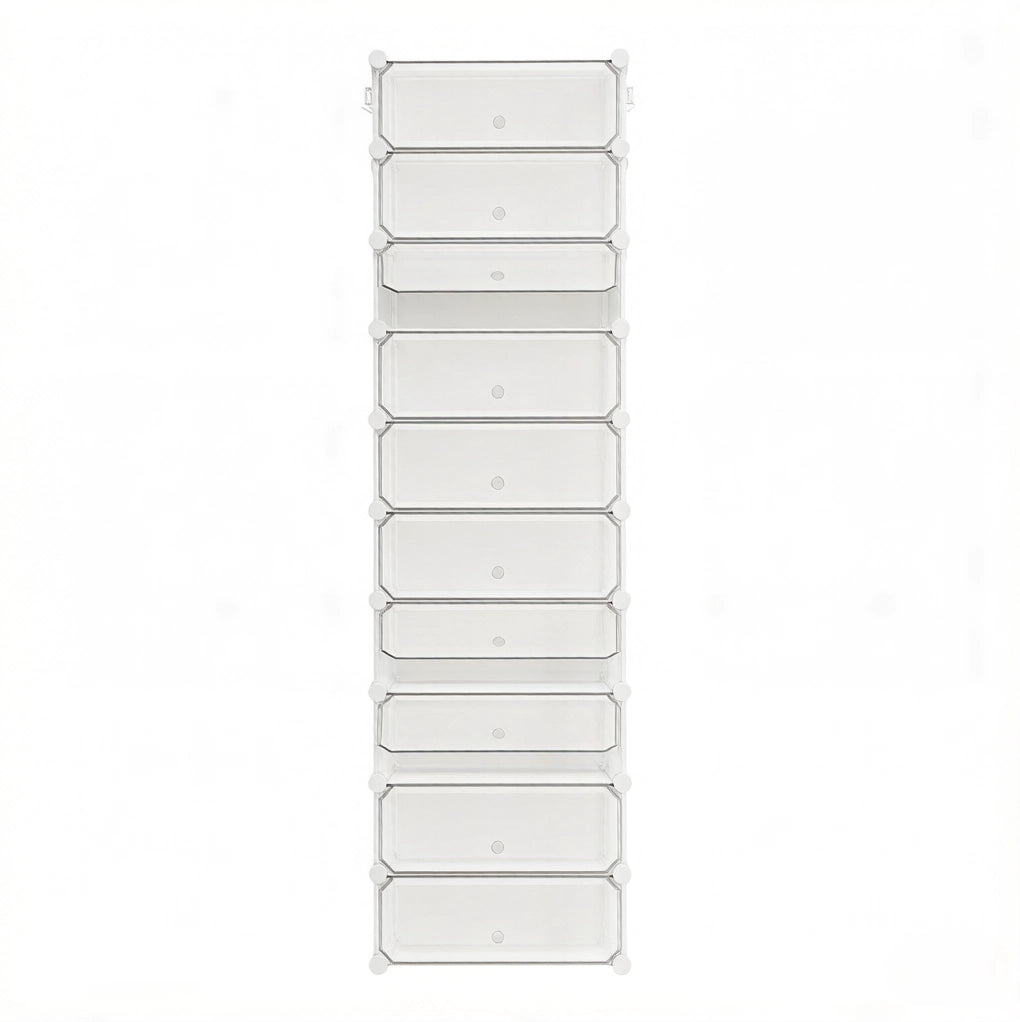 Scarpiera modulare a 10 scomparti 40 x 30 x 170 cm in PP e metallo; bianca