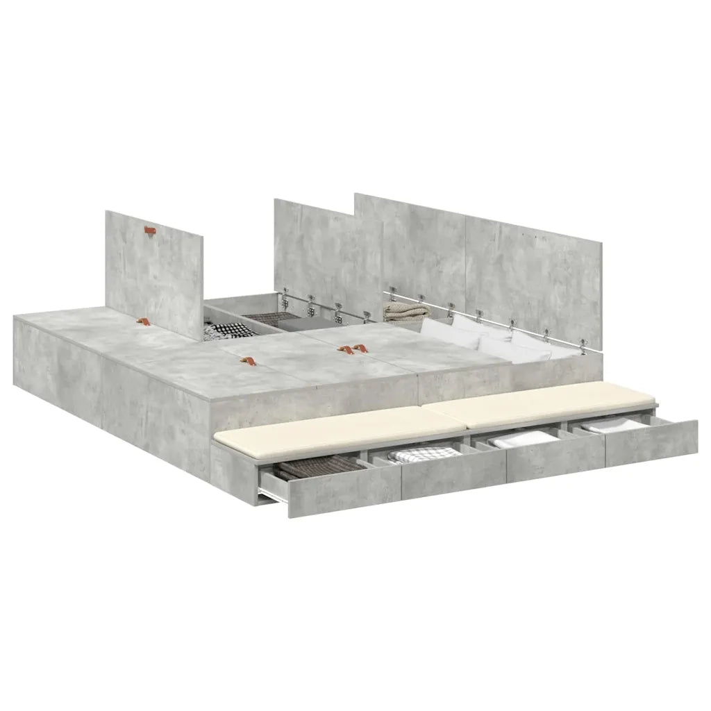 Struttura letto con contenitore con porta Grigio cemento 180 cm 3335664