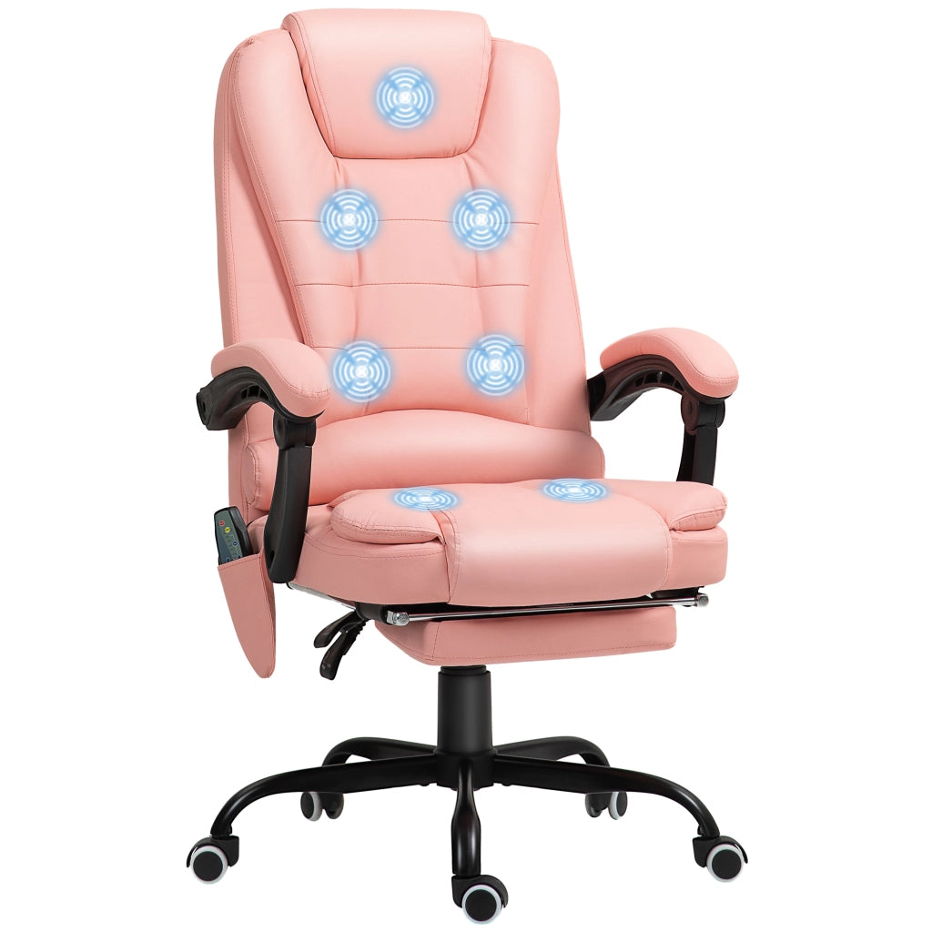 Sedia da Ufficio con Massaggio 7 Punti Vibrazione ¨C Xylo ¨C Poggiapiedi Regolabile, Similpelle Rosa