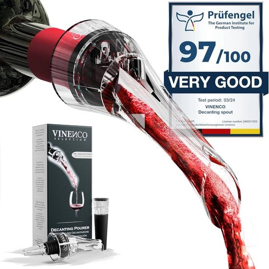 Decantatore per Vino Rosso con Tappo Senza Gocce | Degustatore a Doppio Strato per Aromi Perfetti