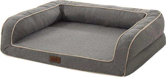 Letto per cani ortopedico, banco per animali con cuscino di schiuma e gamba rimovibile e calza in fleece lavabile per cani grandi per tutte le stagioni (grigio, grande) L: esterno ca. 91,5 x 71 x 23 cm