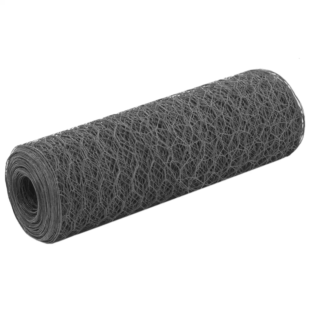 Recinzione in Rete per Pollaio in Acciaio e PVC 25x0,5 m Grigiacod mxl 115111