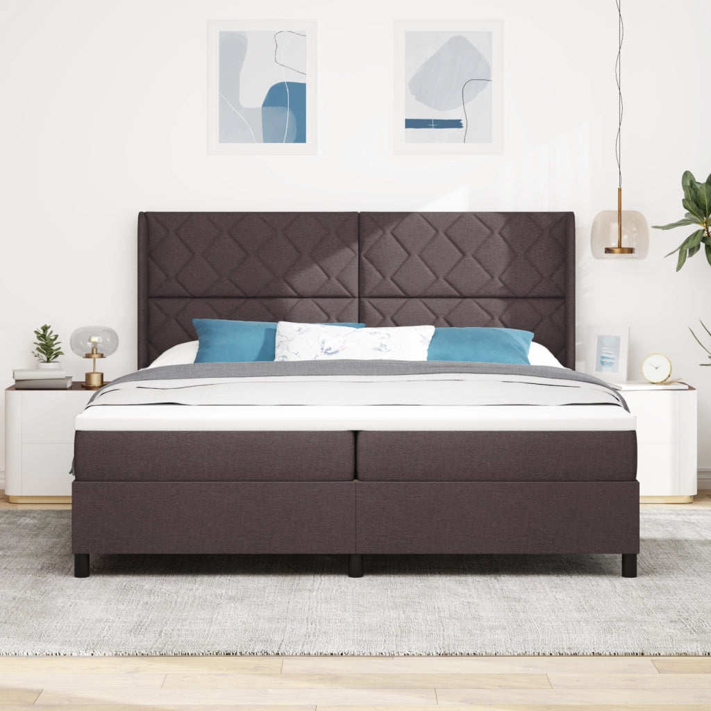 Letto a Box con Materasso Marrone Scuro 200x200 cm Tessuto