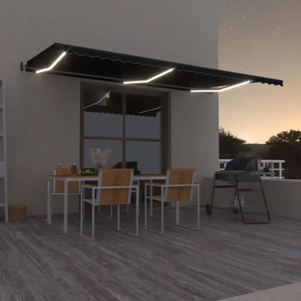 Tenda Automatica con Sensore Vento e LED 600x350 cm Antracite 3069254