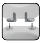 Sedile WC Universale in MDF Bianco Soft Close Sganciabile con Pulsante Centrale – Interasse 65–165 mm