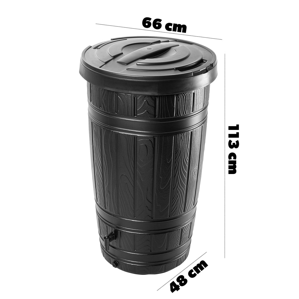 Serbatoio per acqua piovana KADAX da 265 litri con rubinetto e supporto.