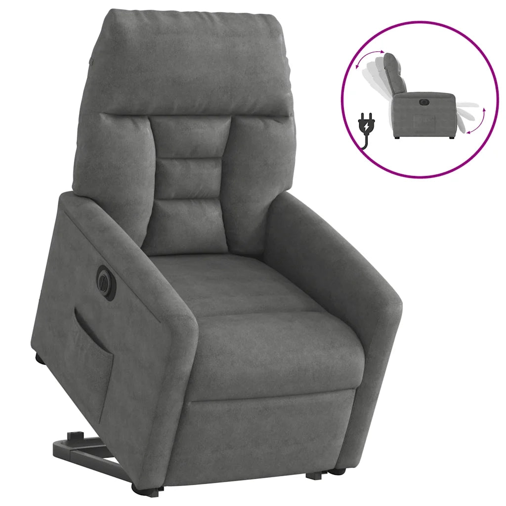 Poltrona a Rialzo Reclinante Elettrica Grigio Scuro Microfibra 3303103