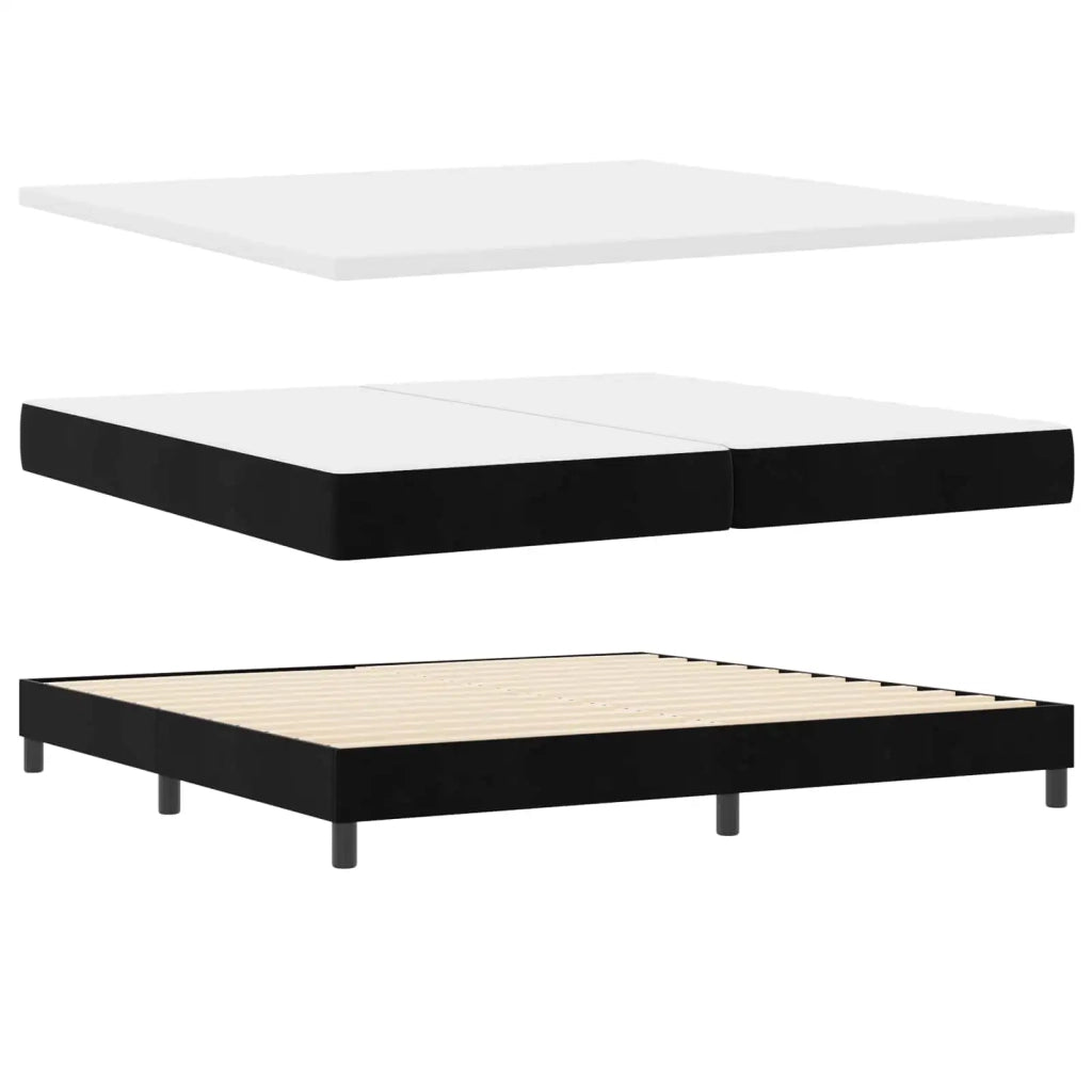 Letto a Sorgente LED con materasso Nero 200 x 200 cm Velluto 3342610