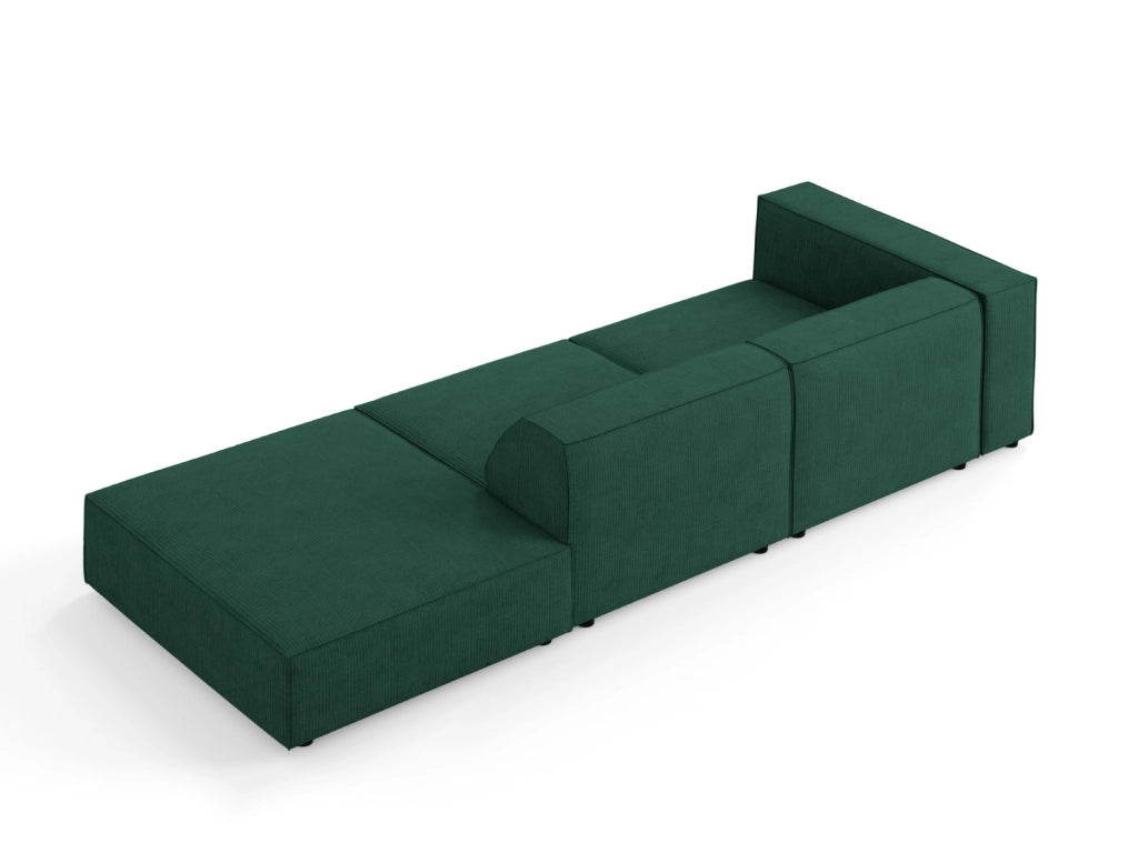 Cosmopolitan Design - Divano destro "Arendal" 4 posti in ciniglia con effetto a coste verde bottiglia 