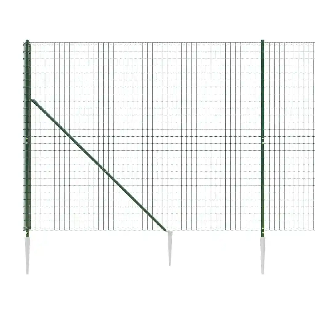 Recinzione Metallica con Picchetti Ancoraggio Verde 1,4x25 m 154107