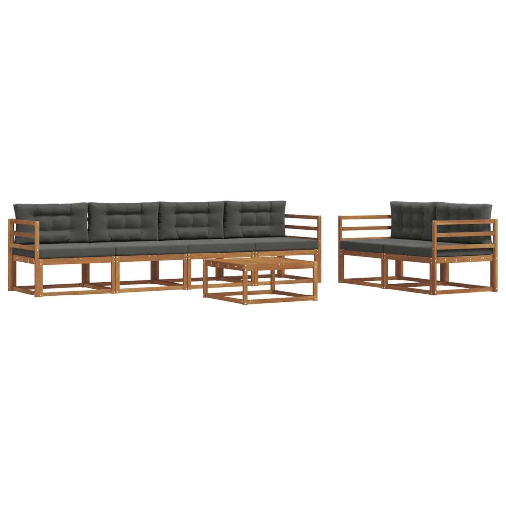 Set di divani da esterno con cuscino 7 pcs Naturale e Antracite