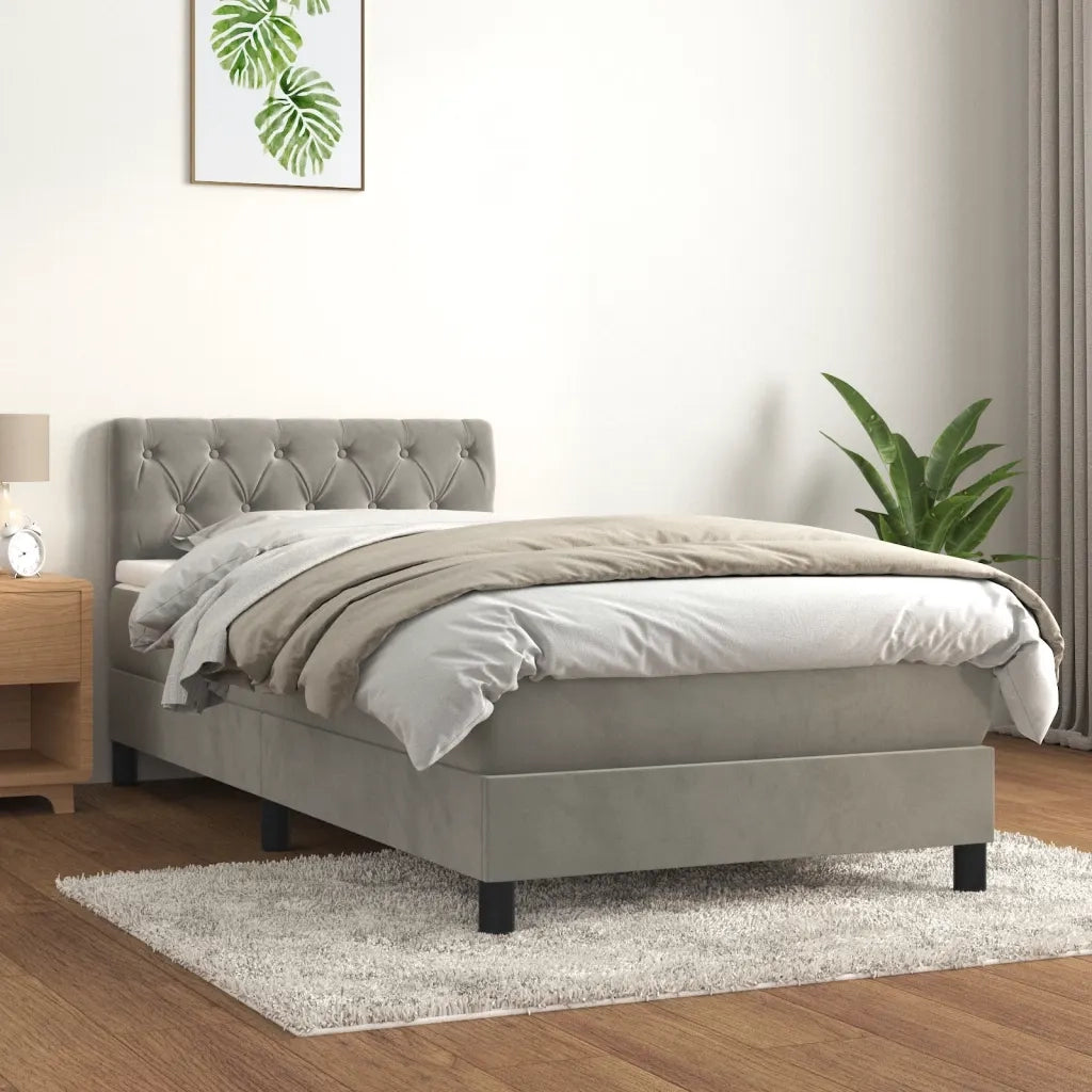 Giroletto a Molle con Materasso-Struttura Letto Grigio Chiaro 80x200 cm Velluto 105854
