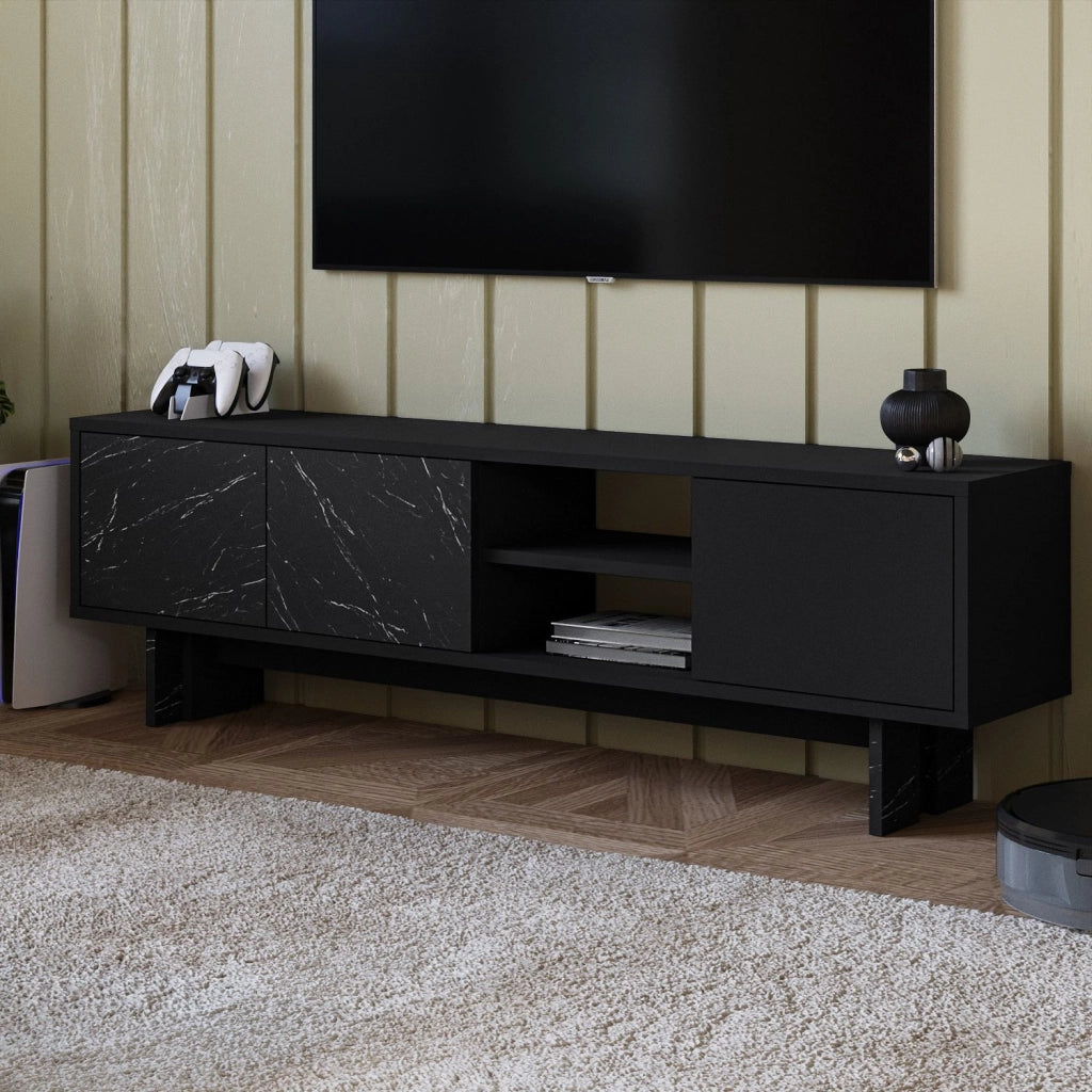 Porta TV in legno "Ravello" - 150 x 30 x 45 cm - Nero