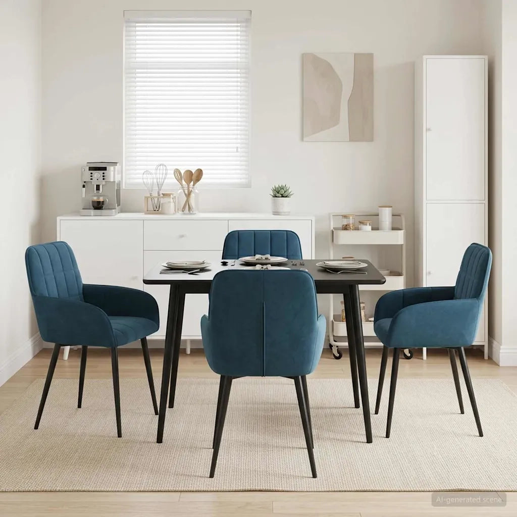 Sedie da pranzo 4 pcs Velluto (V) Blu 56,5 x 50 x 86 cm 3428172