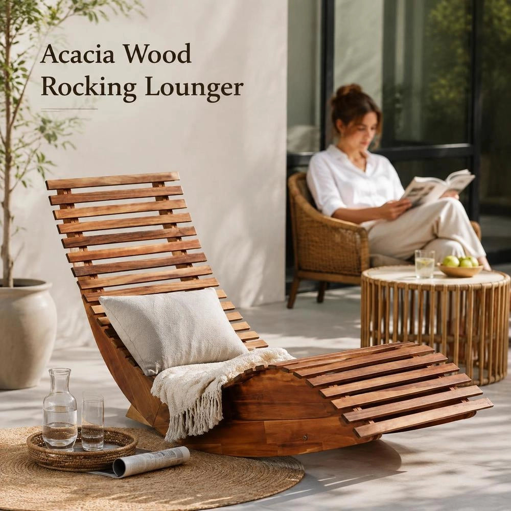 Rocking Lounger Acacia Wood