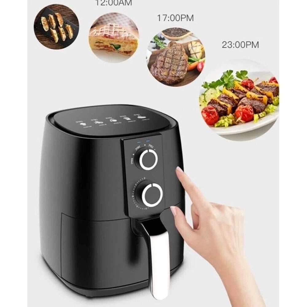 Trade Shop - Friggitrice Ad Aria 3,8lt 1450w Manopola Timer Termostato Regolabile Piedini Anti-scivolo -