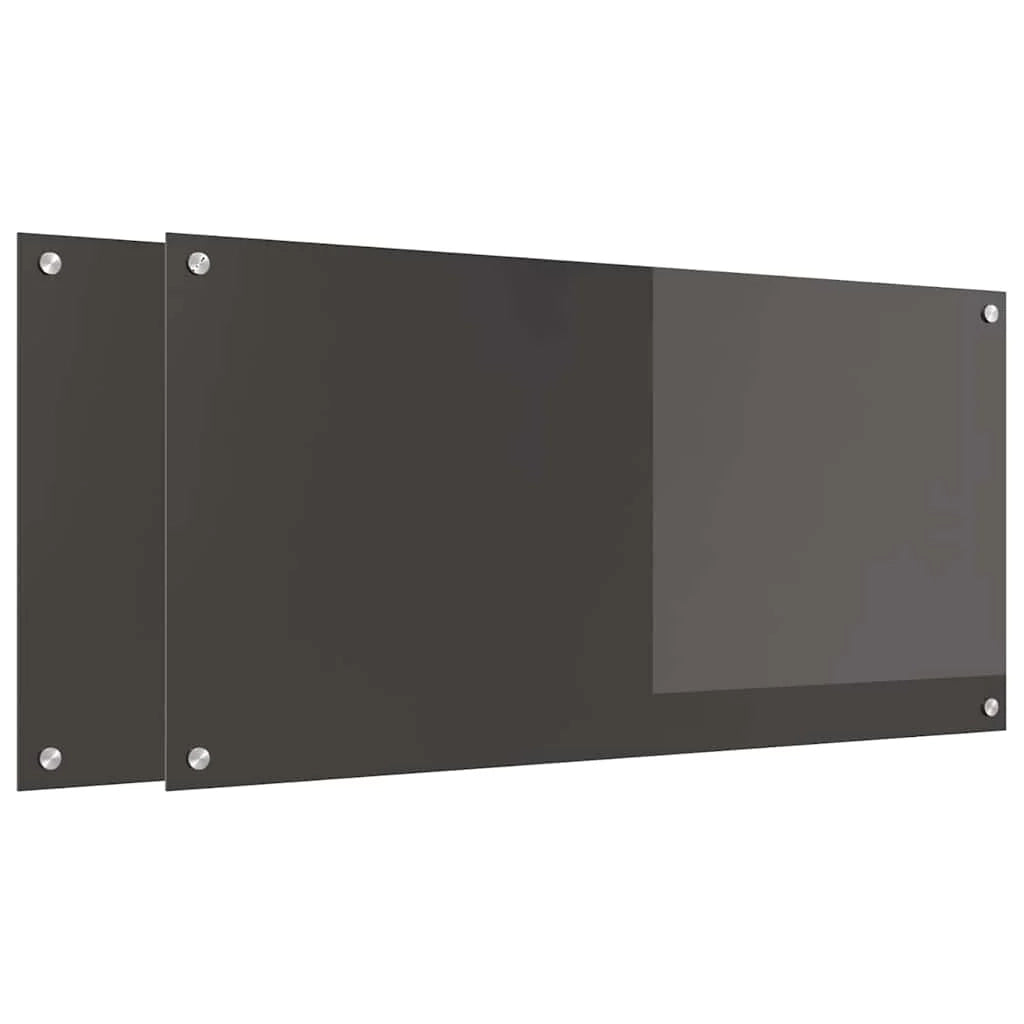 Set di 2 paraschizzi da cucina resistenti al calore 100 x 50 cm design moderno ed elegante in vetro temperato grigio scuro 02_0056248