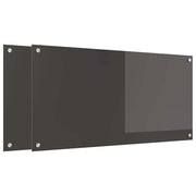 Set di 2 paraschizzi da cucina resistenti al calore 100 x 50 cm design moderno ed elegante in vetro temperato grigio scuro 02_0056248