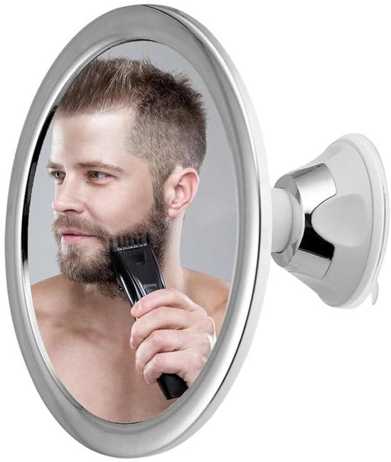 Douchespiegel con anti-condens e chiusura magnetica, 360° regolabile, specchio da bagno argentato, specchio cosmetico, senza perforazione e specchio anti-condens rimovibile, per bagno, camera da letto (circolare)