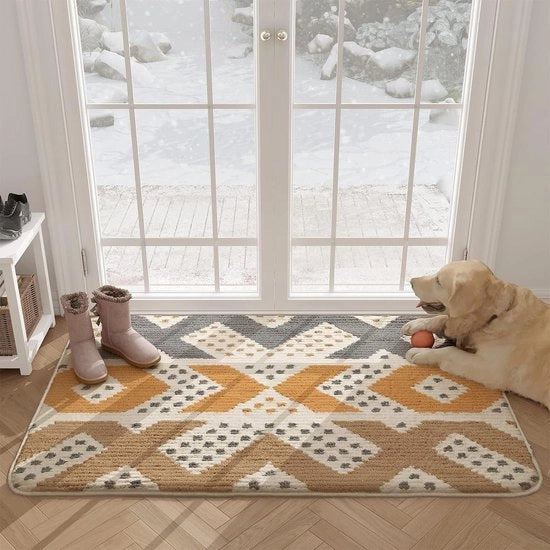 Matte antiscivolo per porte 60 x 90 cm lavabile a macchina - Tappeto morbido per porte - Trappolo sporco - Tappeto per ingresso - Accesso interno esterno - Salotto corridoio - Tappeto beige