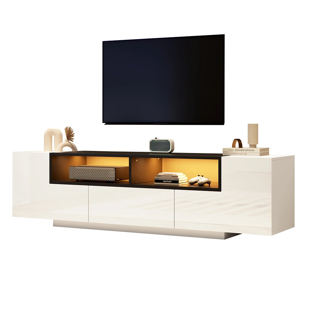 Mobile TV a L - Xylo - 180x40x48 cm LED bianco/nero