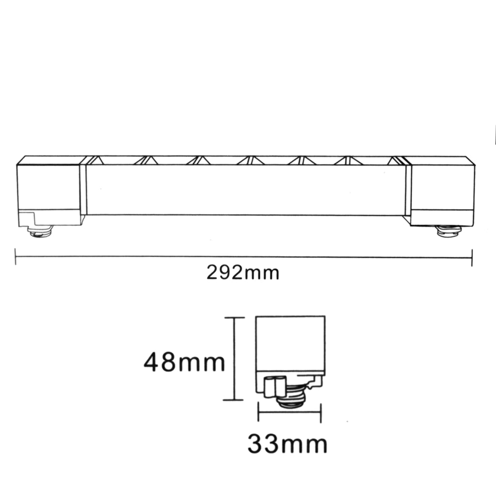 Faretto binario track monofase barra 6 LED 12W resa 144W luce orientabile spot interni negozio 230V NERO LUCE 6000K