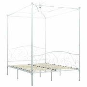 Letto a Baldacchino Bianco in Metallo 140x200 cm 284471