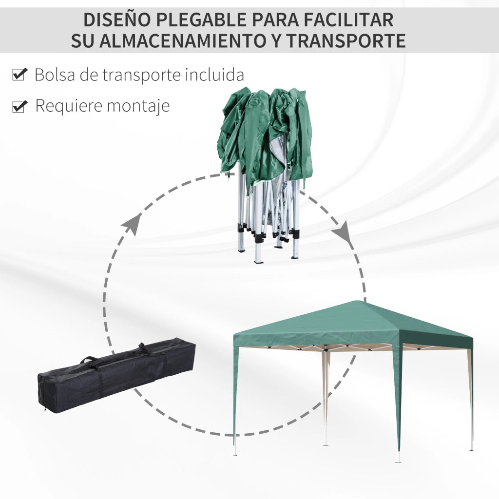Tenda da Giardino 3x3 m Pieghevole ¨C zephmum ¨C Verde Impermeabile Anti-UV