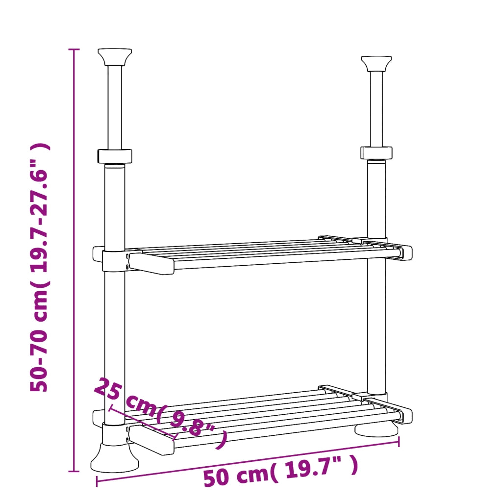 Ripiano da Cucina 50x25x(50-70) cm in Alluminio 154616