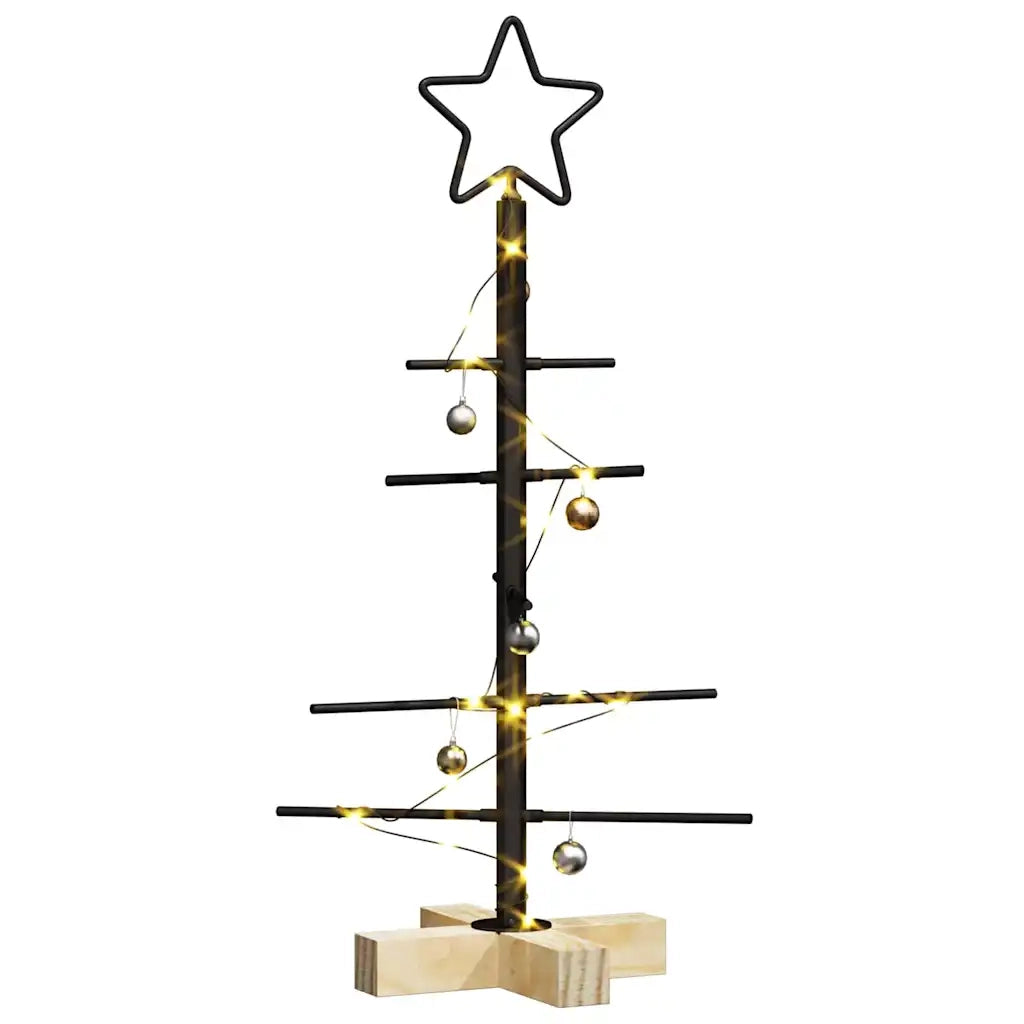 Albero di Natale in metallo con supporto-Decorazioni natalizie Nero 60 cm