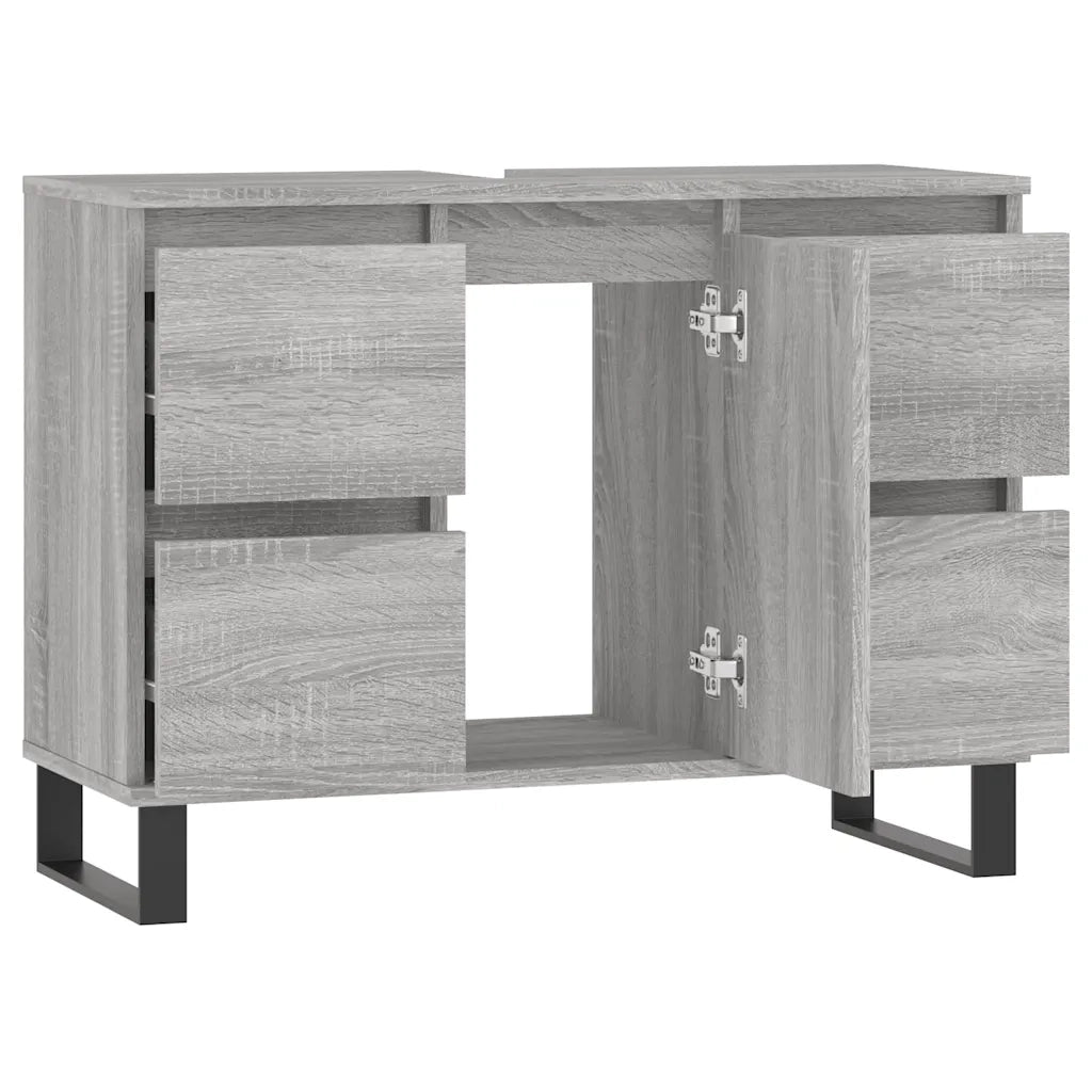 Mobile da Bagno Grigio Sonoma 80x33x60 cm in Legno Multistrato 831666