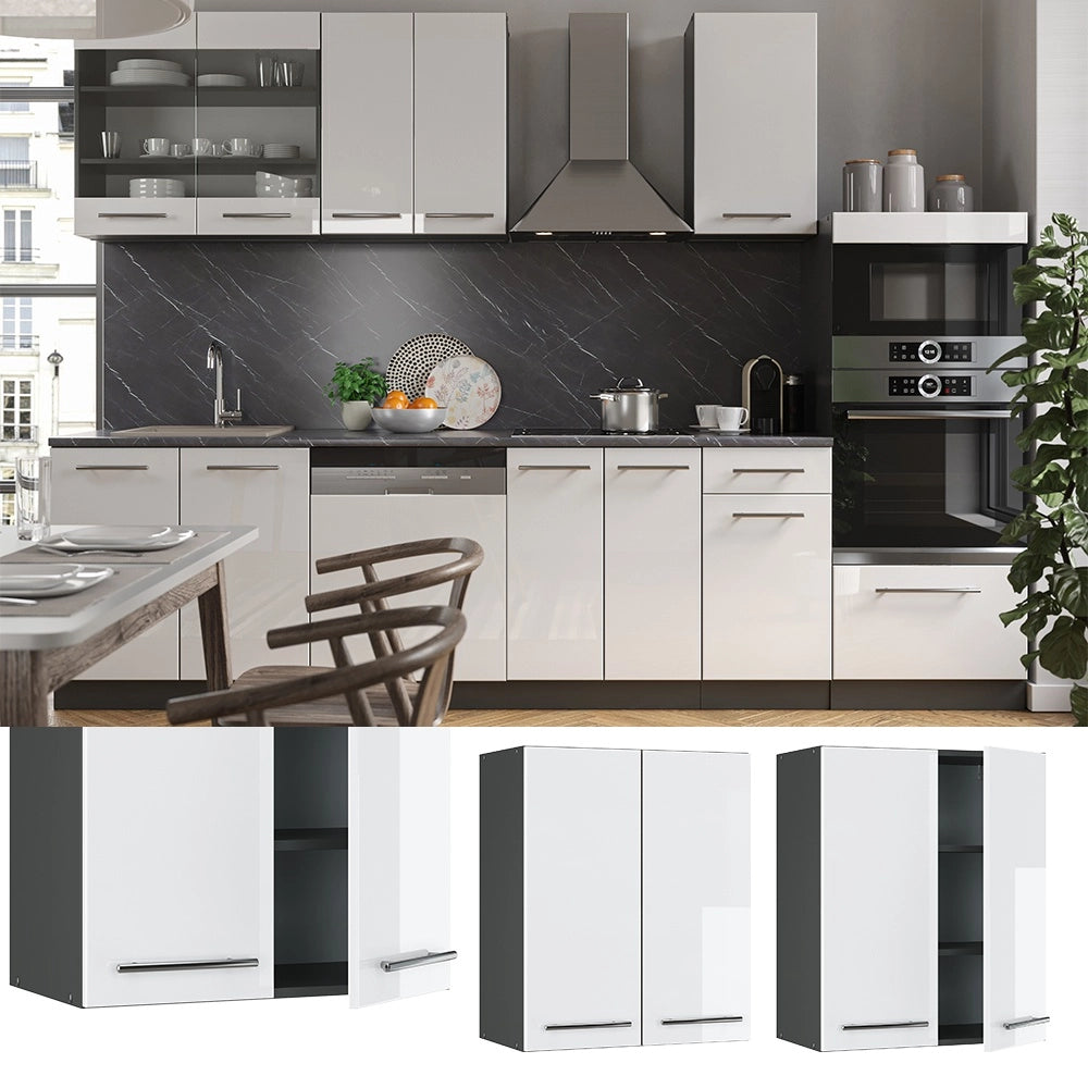 Pensile da cucina Fame-Line Bianco lucido/Antracite 60 cm Vicco