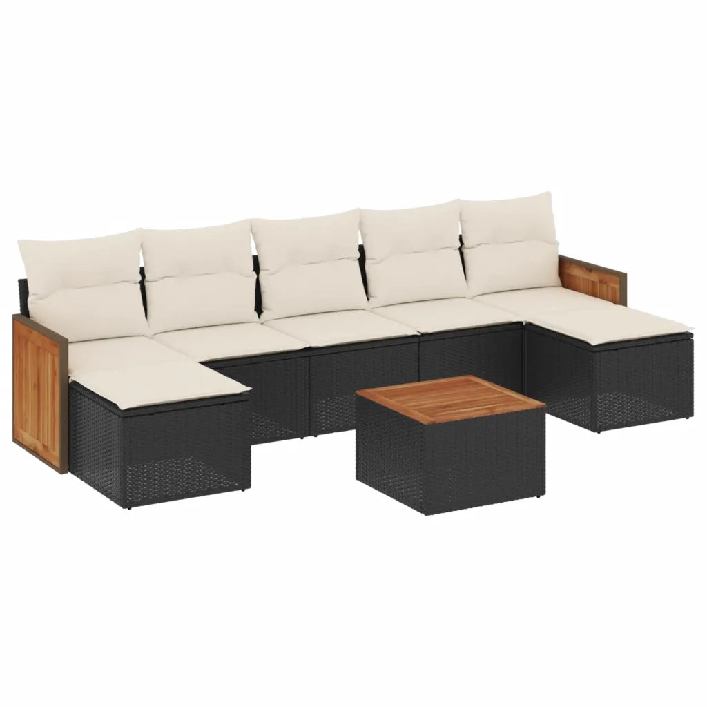Set Divani da Giardino con Cuscini 8 pz Nero in Polyrattan 3260320