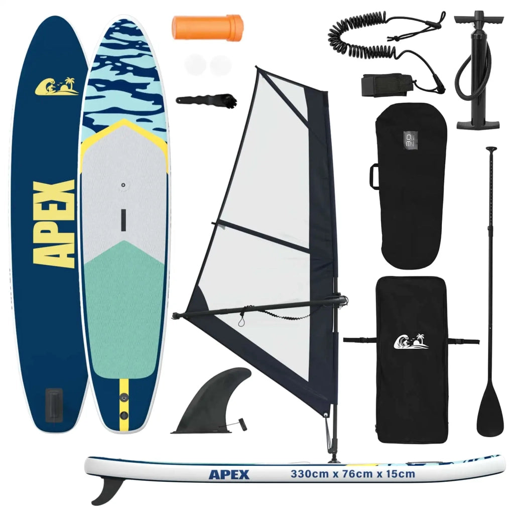 SUP gonfiabile con vela APEX 330 x 76 x 15 cm Blu per 42039140