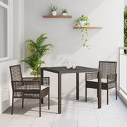 Set da Pranzo da Giardino 3 Pezzi con Cuscini Marrone in Polyrattan