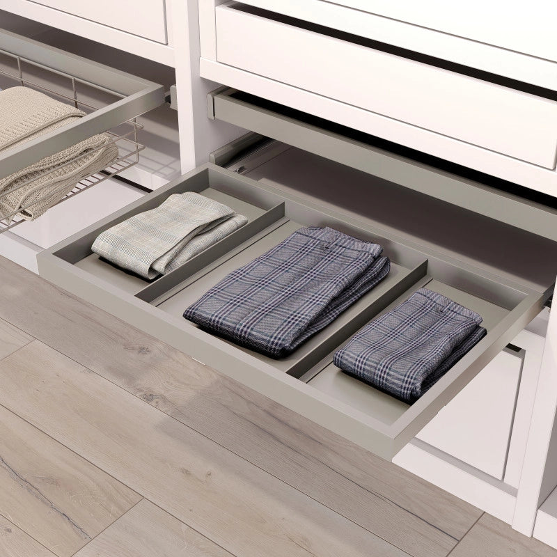 Kit di vassoio metallico e telaio a scorrimento con chiusura ammortizzata per armadio, regolabile, modulo 600 mm, Nero..