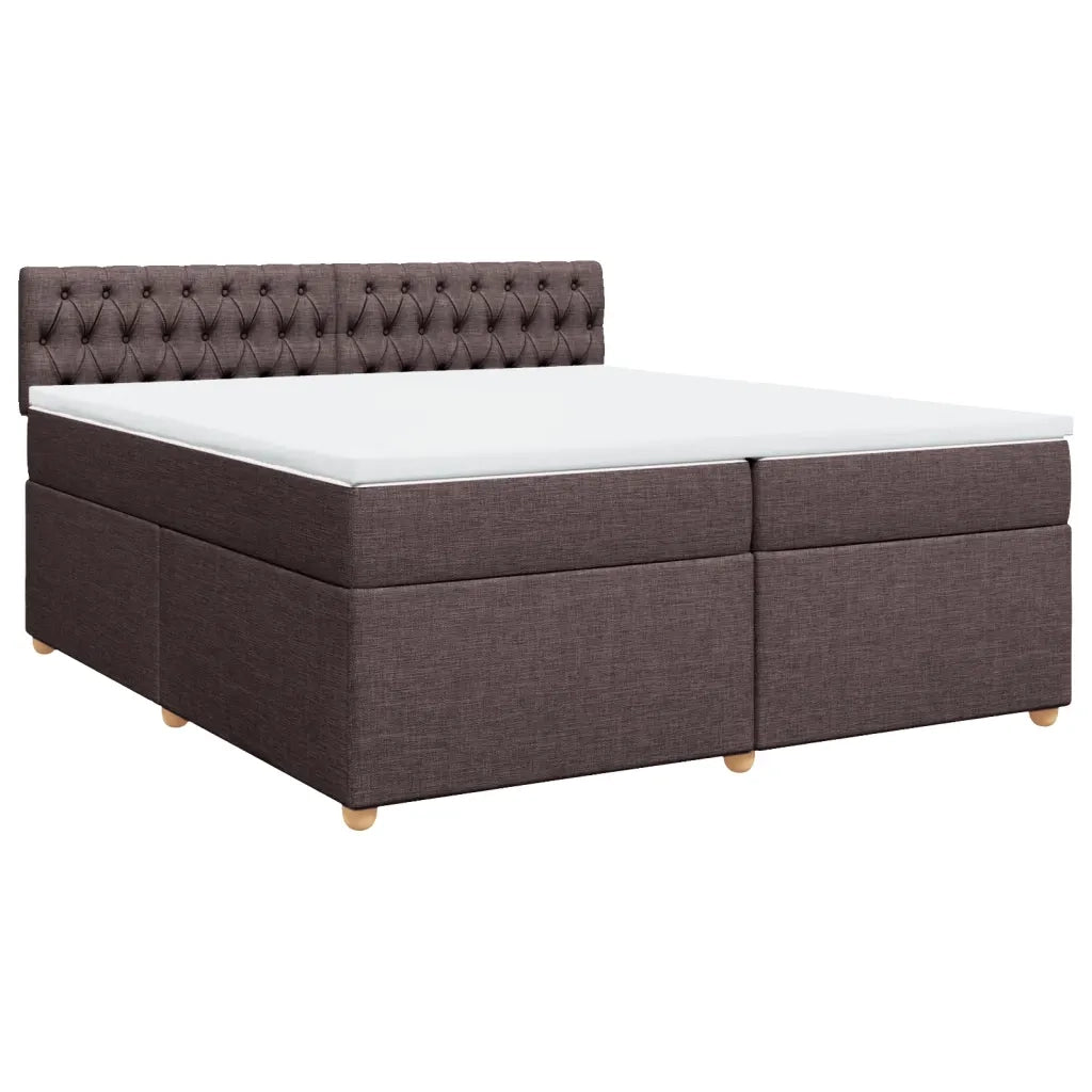 Giroletto a Molle con Materasso Marrone Scuro 200x200cm Tessuto