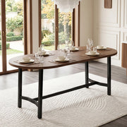 Tavolo da pranzo 180x80 cm per 6-8 persone, angoli arrotondati, struttura in ferro, colore noce