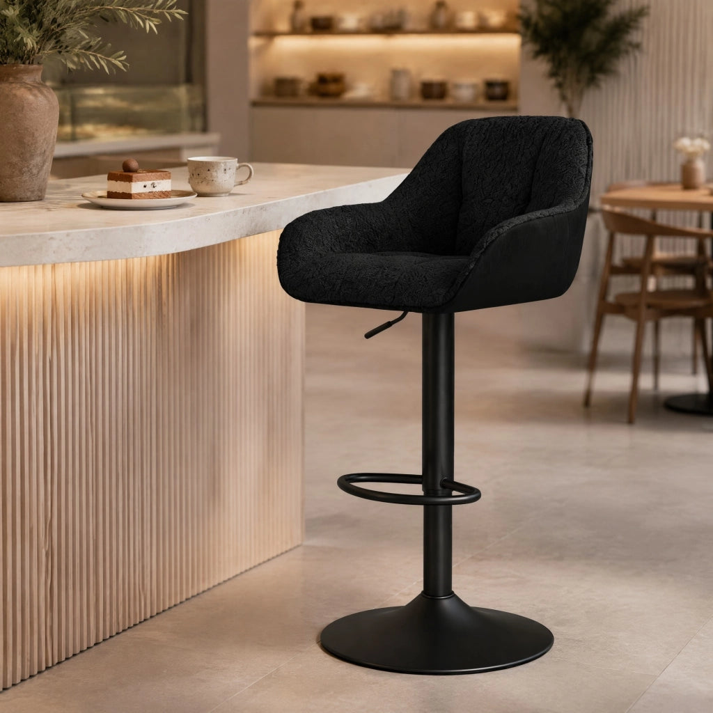 SGABELLO BAR REGOLABILE Girevole 52x(87-109)x50 cm Nero Set da 2 pezzi