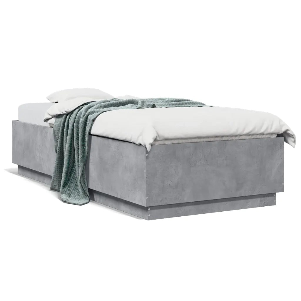 Giroletto Luci LED-Struttura Letto con LED Grigio Cemento 90x200cm in Legno Multistrato 970533