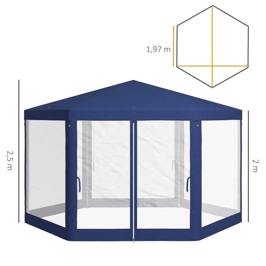 Pergola Giardino 6 Angoli ¨C Zephmum ¨C Blu, Metallo, 394x341x250 cm