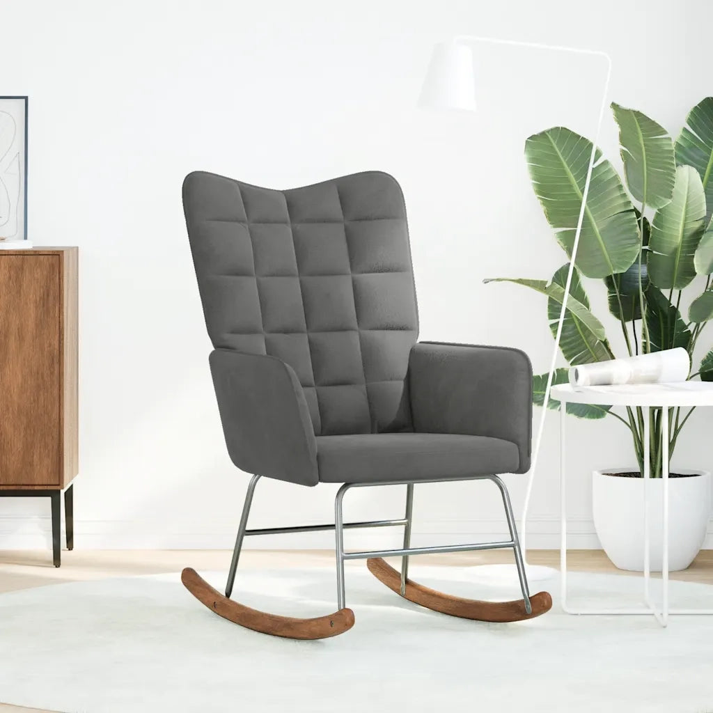 Sedia da Pranzo Grigio Scuro in Velluto CFW1395887