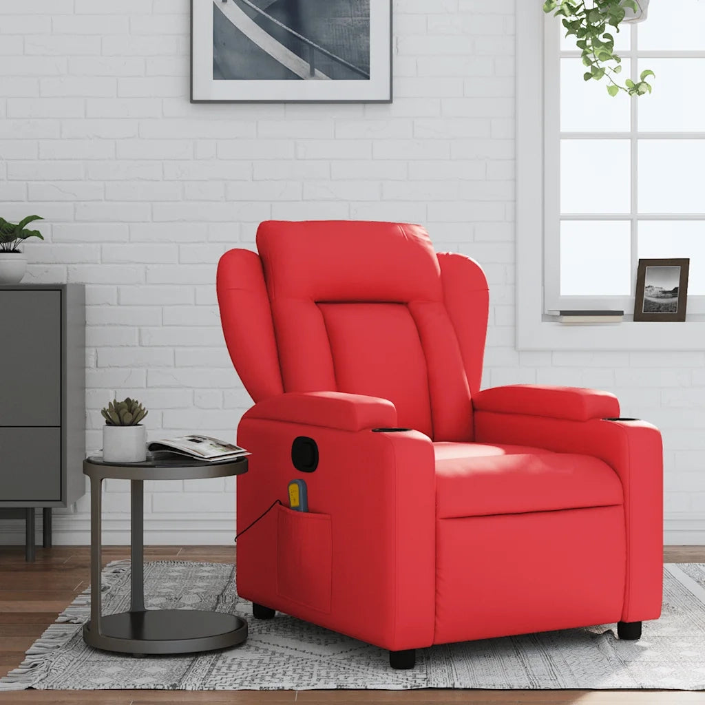Poltrona Massaggiante | Sedia Relax Reclinabile Rossa in Similpelle