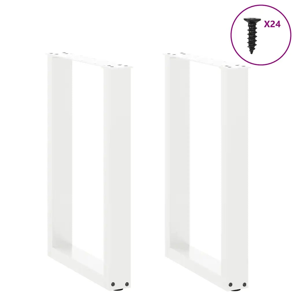 Gambe per tavolo da pranzo a forma di U 2 pz bianche 50x(72-73) cm in acciaio 4013177